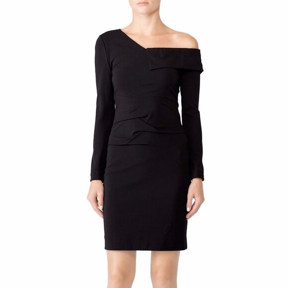 Nicole Miller Structured One Shoulder dress black - 8 - Picture 1 of 13